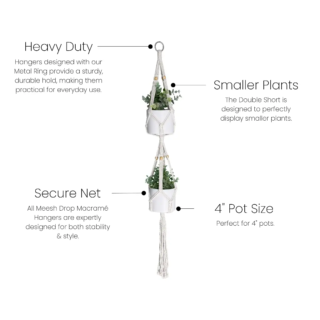 Short Double Macramé Plant Hanger for 4" Pots MSRP $14.99