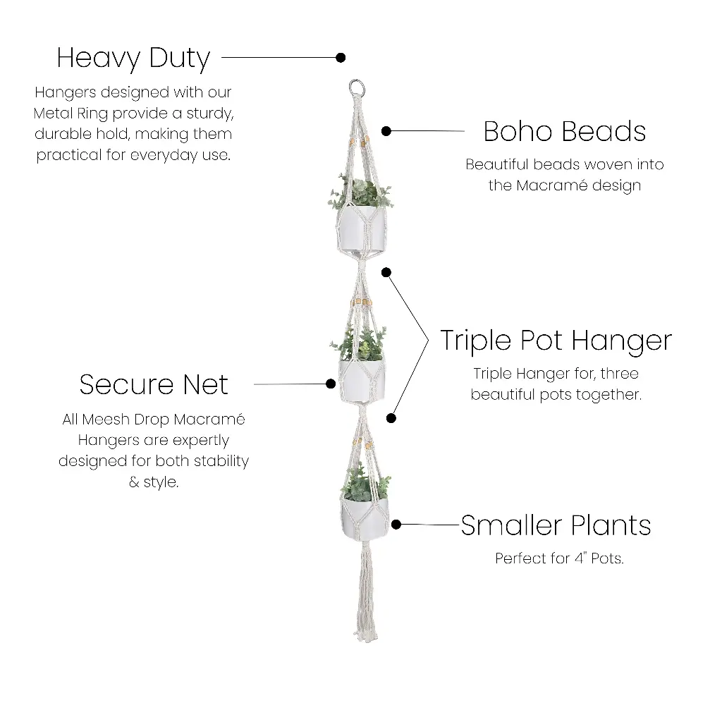Triple Macramé Plant Hanger for 4" Pots MSRP $15.99