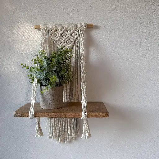 [WS-020-Nat-18] 12" Macramé Wall Shelf MSRP $22.99