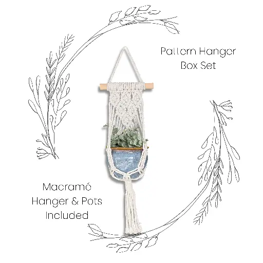 Box Set: Pattern Single Macramé Plant Hanger & Ceramic Pot MSRP $26.99